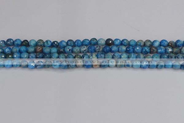 CAG9882 15.5 inches 4mm faceted round blue crazy lace agate beads