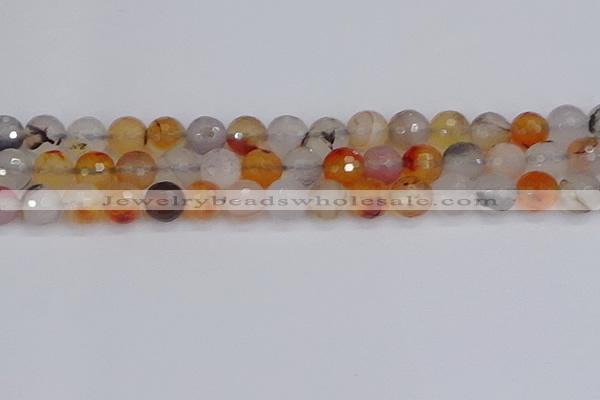 CAG9892 15.5 inches 10mm faceted round dendritic agate beads