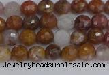 CAG9910 15.5 inches 4mm faceted round red moss agate beads