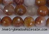 CAG9912 15.5 inches 8mm faceted round red moss agate beads