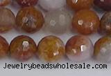 CAG9913 15.5 inches 10mm faceted round red moss agate beads