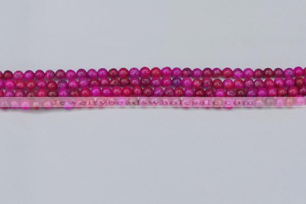 CAG9924 15.5 inches 4mm round fuchsia crazy lace agate beads