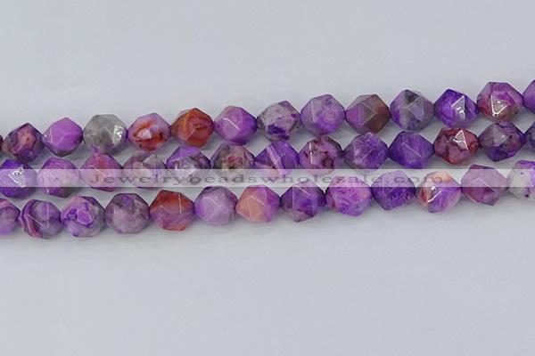 CAG9948 15.5 inches 12mm faceted nuggets purple crazy lace agate beads