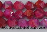 CAG9952 15.5 inches 8mm faceted nuggets fuchsia crazy lace agate beads