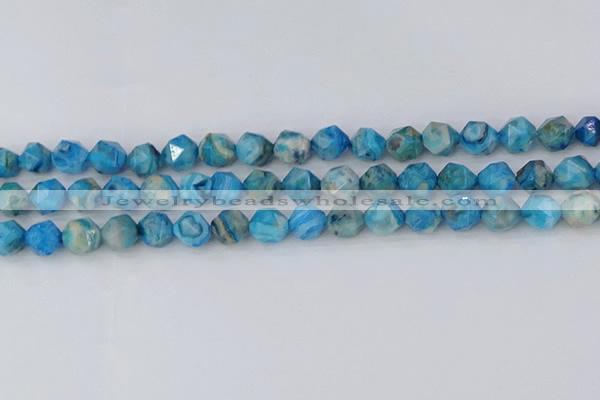 CAG9958 15.5 inches 8mm faceted nuggets blue crazy lace agate beads