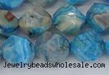 CAG9960 15.5 inches 12mm faceted nuggets blue crazy lace agate beads