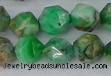 CAG9966 15.5 inches 12mm faceted nuggets green crazy lace agate beads