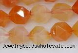 CAG9977 15.5 inches 10mm faceted nuggets red agate beads