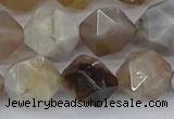 CAG9996 15.5 inches 12mm faceted nuggets ocean fossil agate beads