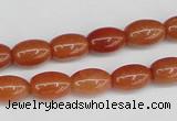 CAJ150 15.5 inches 8*12mm rice red aventurine jade beads