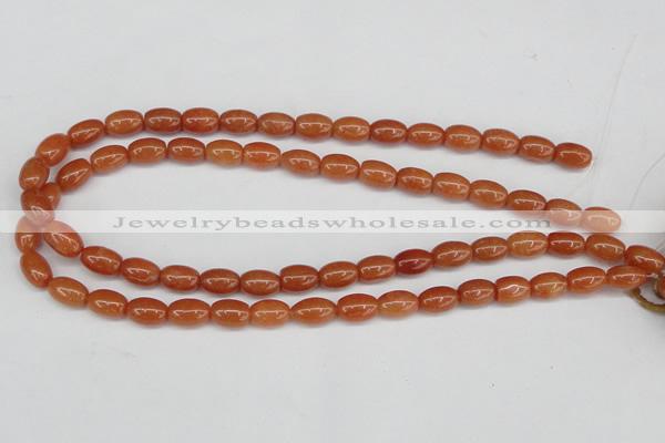 CAJ150 15.5 inches 8*12mm rice red aventurine jade beads