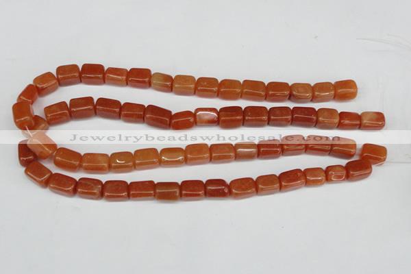 CAJ151 15.5 inches 10*13mm cuboid red aventurine jade beads