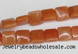 CAJ154 15.5 inches 10*10mm square red aventurine jade beads