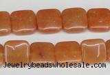 CAJ155 15.5 inches 12*12mm square red aventurine jade beads