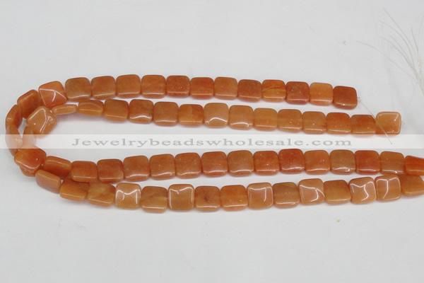 CAJ155 15.5 inches 12*12mm square red aventurine jade beads