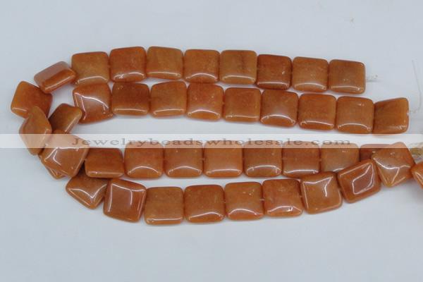 CAJ156 15.5 inches 20*20mm square red aventurine jade beads