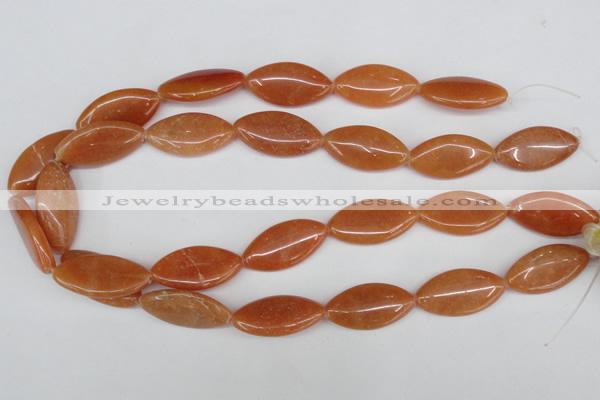 CAJ165 15.5 inches 15*30mm marquise red aventurine jade beads