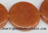 CAJ169 15.5 inches 35mm flat round red aventurine jade beads