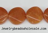 CAJ170 15.5 inches 20mm faceted coin red aventurine jade beads