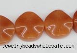 CAJ171 15.5 inches 20mm wavy coin red aventurine jade beads