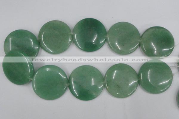 CAJ306 15.5 inches 40mm flat round green aventurine jade beads