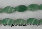 CAJ310 15.5 inches 8*16mm twisted tetrahedron green aventurine jade beads