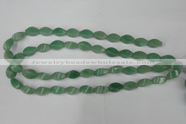 CAJ310 15.5 inches 8*16mm twisted tetrahedron green aventurine jade beads