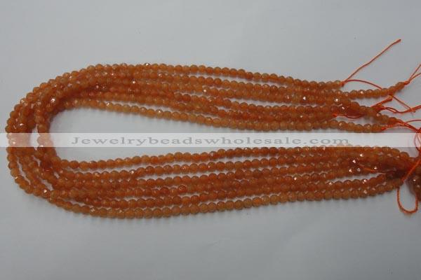 CAJ360 15.5 inches 4mm faceted round red aventurine beads wholesale