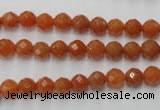 CAJ361 15.5 inches 6mm faceted round red aventurine beads wholesale