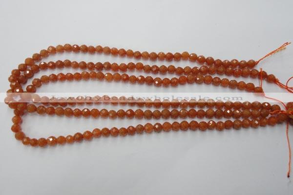 CAJ361 15.5 inches 6mm faceted round red aventurine beads wholesale