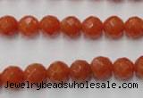 CAJ362 15.5 inches 8mm faceted round red aventurine beads wholesale