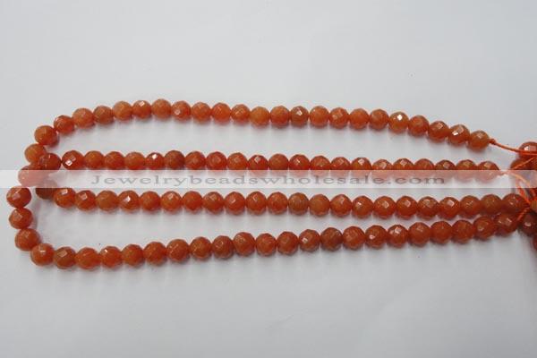 CAJ362 15.5 inches 8mm faceted round red aventurine beads wholesale