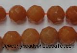 CAJ365 15.5 inches 14mm faceted round red aventurine beads wholesale