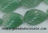 CAJ56 15.5 inches 18*25mm twisted leaf green aventurine jade beads