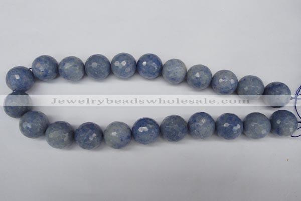 CAJ567 15.5 inches 18mm faceted round blue aventurine beads wholesale