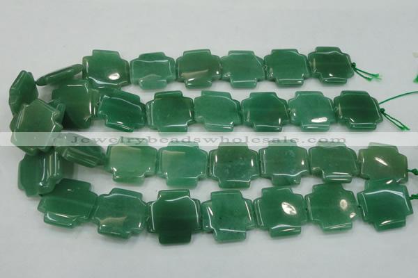 CAJ58 15.5 inches 25*25mm cross green aventurine jade beads wholesale