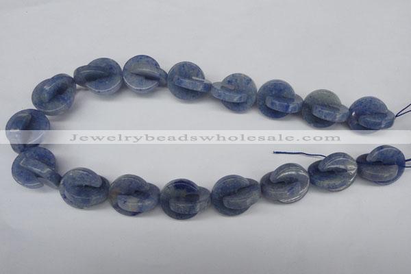 CAJ586 15.5 inches 20*20mm curved moon blue aventurine beads wholesale