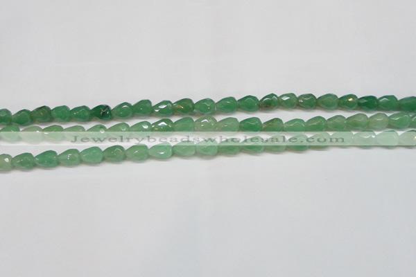 CAJ638 15.5 inches 8*10mm faceted teardrop green aventurine beads