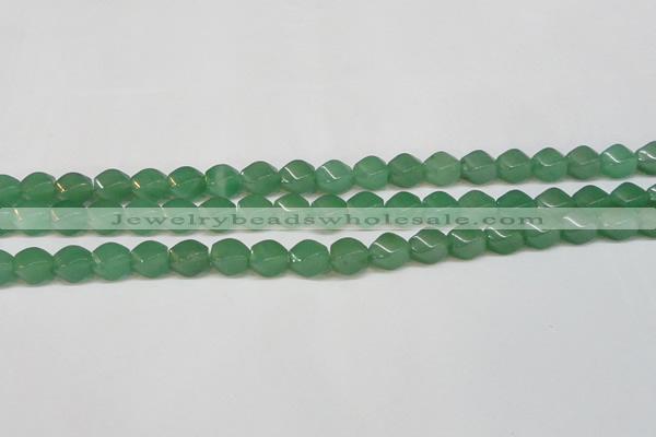 CAJ664 15.5 inches 8*10mm twisted rice green aventurine beads