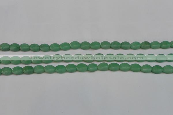 CAJ665 15.5 inches 8*12mm twisted rice green aventurine beads