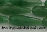 CAJ708 15.5 inches 10*30mm faceted teardrop green aventurine beads