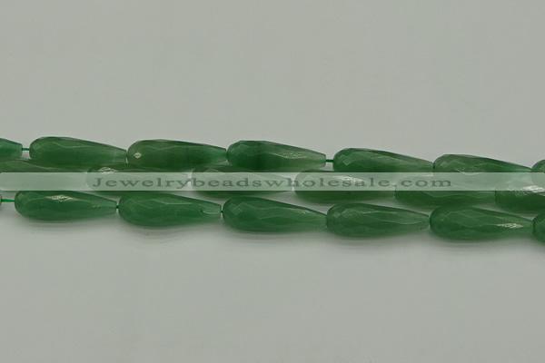 CAJ708 15.5 inches 10*30mm faceted teardrop green aventurine beads