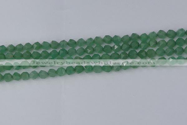 CAJ731 15.5 inches 6mm faceted nuggets green aventurine beads