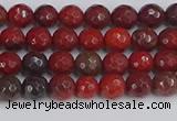 CAJ758 15.5 inches 4mm faceted round apple jasper beads