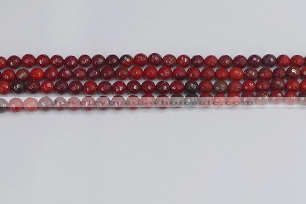 CAJ759 15.5 inches 6mm faceted round apple jasper beads