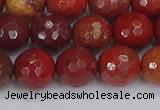 CAJ761 15.5 inches 10mm faceted round apple jasper beads