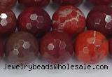 CAJ762 15.5 inches 12mm faceted round apple jasper beads