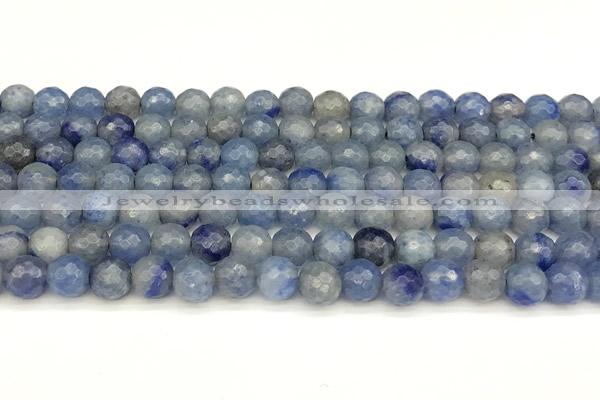 CAJ825 15 inches 6mm faceted round blue aventurine beads