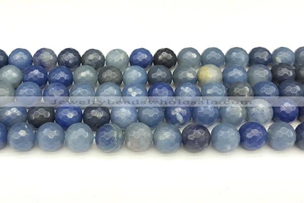 CAJ827 15 inches 10mm faceted round blue aventurine beads