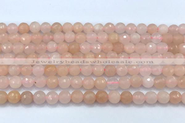 CAJ857 15 inches 6mm faceted round pink aventurine beads